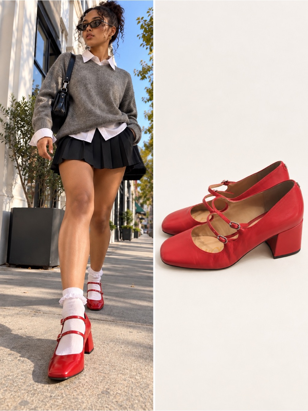 Sam Edelman Red Mary Jane Block Heel Pumps